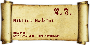 Miklics Noémi névjegykártya